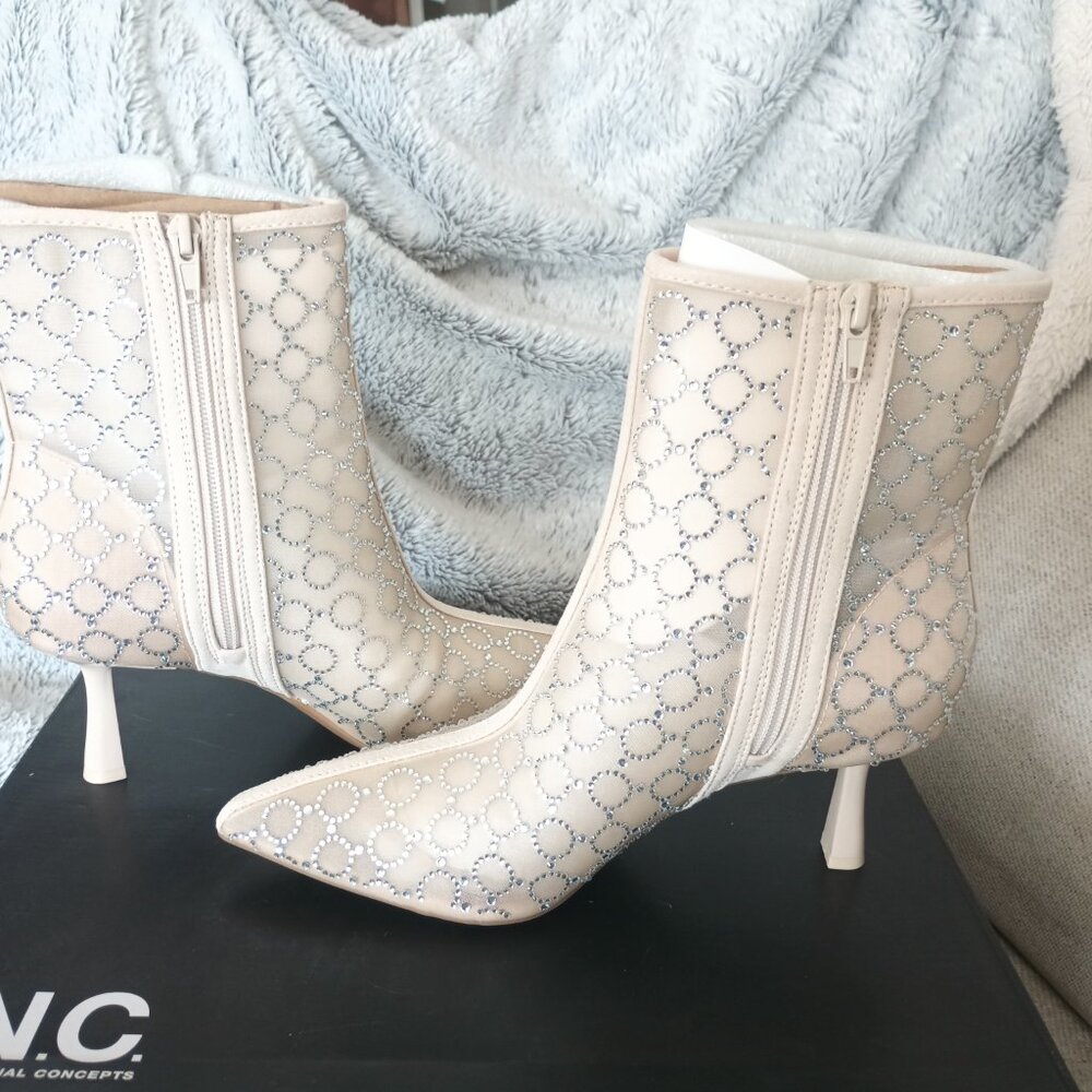 INC International Concepts Darissa Mesh Dress Bootie Nude 7 M MSRP $129 - Picture 7 of 10